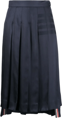 pleated silk midi skirt