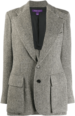 Heritage Tailored Blazer In Black/cream Herringbone