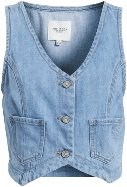 Supersoft Crop Denim Vest In Light Wash