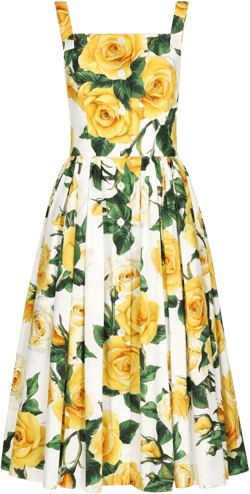 rose-print cotton midi dress