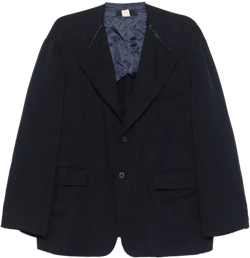 Collarless Blazer In Blue