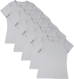 Pact Women's Organic Cotton Softspun Standard Fit Crew Neck T-Shirt, Pack of 5