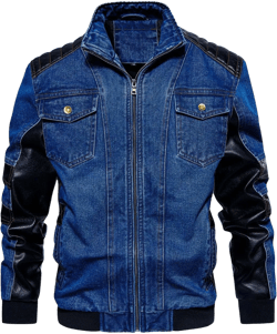 Men's Denim Jackets Spring And Autumn Formal Denim Patchwork Tops Coat Streetwear Locomotiv Men's Clothes Blue Small
