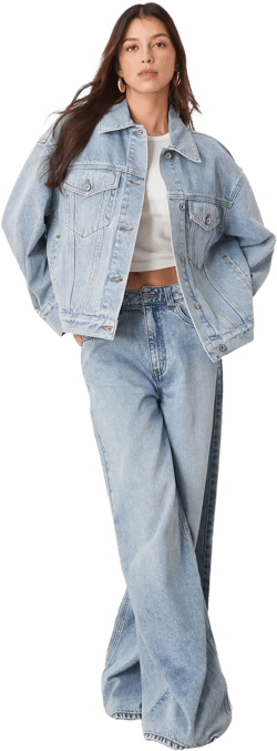 Abercrombie & Fitch distressed trucker jacket in light denim