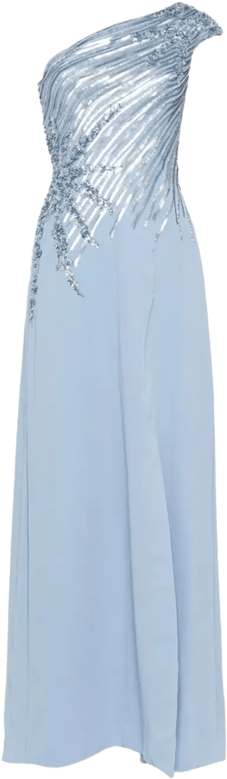 one shoulder sequin long dress
