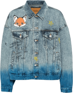 anime hand-printing denim jacket