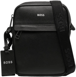 logo-print leather messenger bag