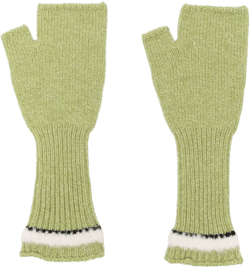 shearling-effect cashmere fingerless gloves
