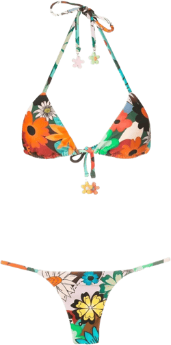 floral-print halterneck bikini