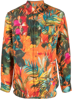 floral-print linen shirt