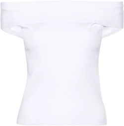 off-shoulder fine-ribbed top