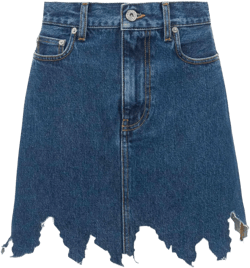 lasercut frayed-hem denim skirt