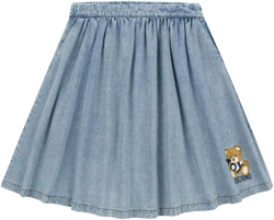 denim pleated skirt