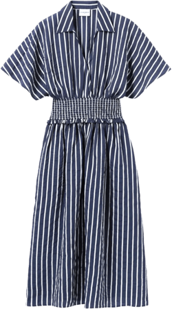 striped wrap midi dress