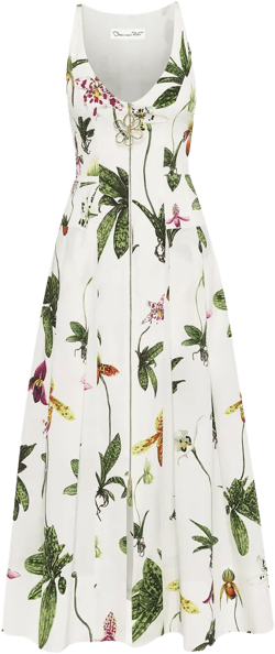 Orchid zip-front poplin dress