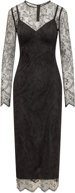 semi-sheer lace midi dress