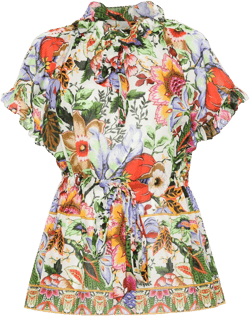 floral-print cotton blouse