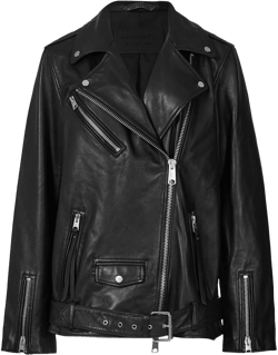 AllSaints Women's Black Leather Billie Biker Jacket