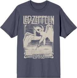 Led Zeppelin Est 1968 Men's Washed Blue Jean Short Sleeve Tee Medium