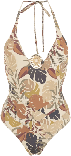palm leaf print swimsuit