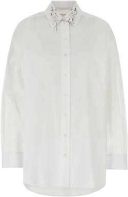 sequin-collar oversize shirt