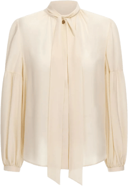 tie neckline silk blouse