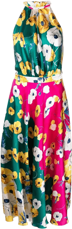 Blossom-print halterneck dress