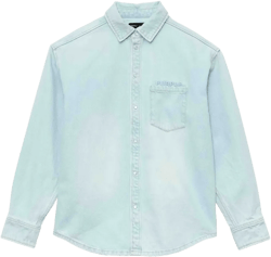 logo-embossed denim shirt