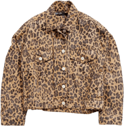 Leopard-print oversize denim jacket