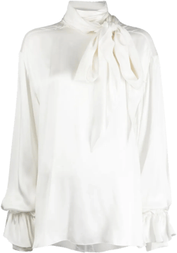 pussy-bow silk-blend blouse