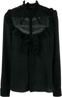 ruffled long-sleeved blouse