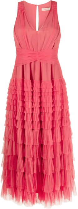 ruffled tulle midi dress
