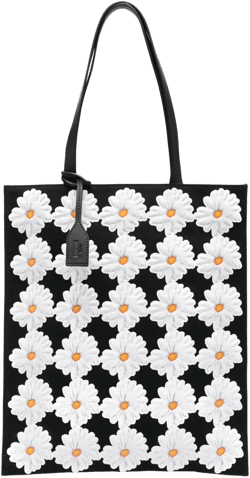 floral-appliqué tote bag