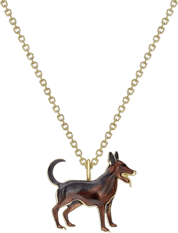 18kt yellow gold Zodiac dog pendant necklace