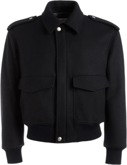 Bomber Jacket In Navy Wool Mix In Blue