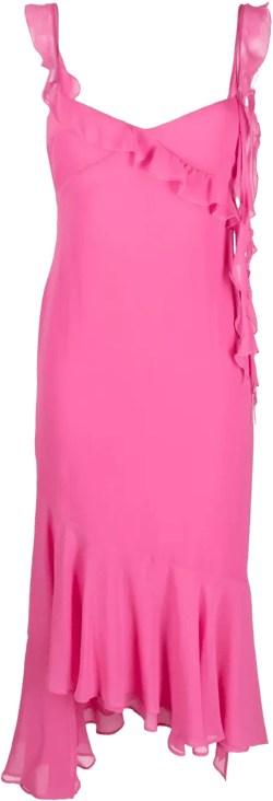 ruffle-detail midi dress