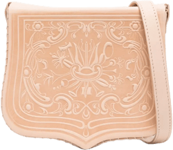 embossed-design leather crossbody bag