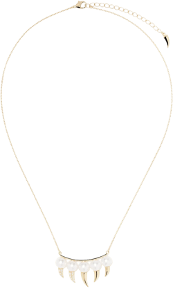 18kt yellow gold Danger Fang Akoya pearl and diamond necklace