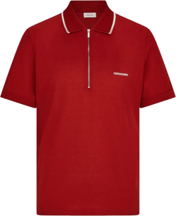 zip-up cotton polo shirt