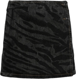 zebra-print denim miniskirt
