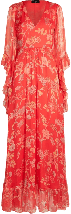 floral-print silk dress