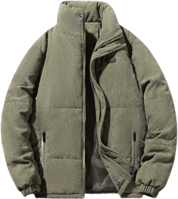 Men's Winter Coats Corduroy Warm Thickened Casual Coat Vintage Stretch Cuff Jacket with Zipper Pockets Outdoor Jacket