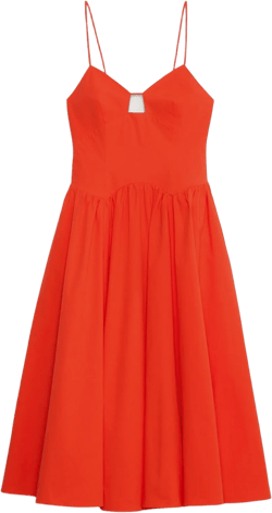 Stretch-Cotton Poplin Long Midi Dress