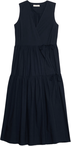 Cotton Poplin Wrap Maxi Dress