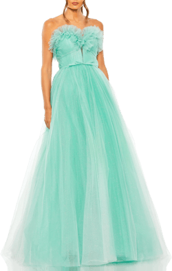 Mac Duggal Strapless Glitter Tulle Gown