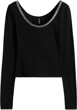 Chain-Detail Long-Sleeved Top