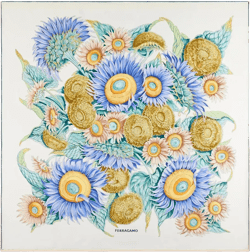 Sunflower-print silk scarf