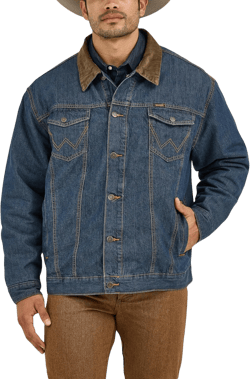 Wrangler Men's Western Style Lined Denim Jacket Denim/Blanket 38