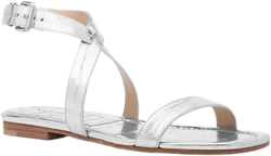 Bridgette Metallic Crocodile Embossed Leather Sandal