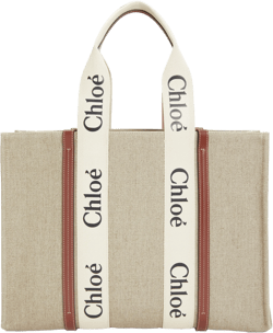Chloé Large Woody Linen Tote